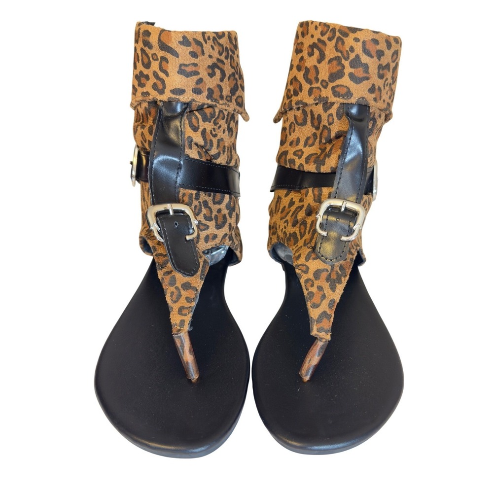 553 | NIB Leopard Print Gladiator Sandals Womens Size 10 Boho Ankle Cuff - Picture 2 of 7
